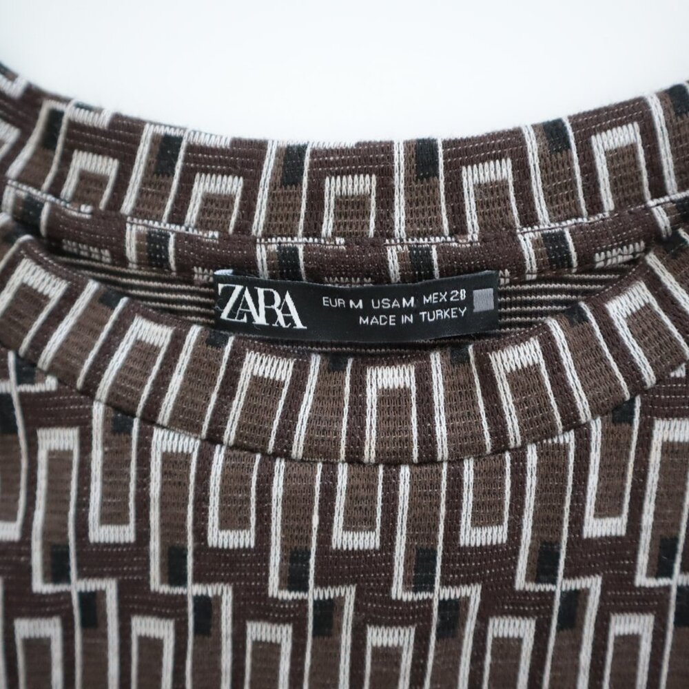 Zara Retro Geometric Long Sleeve Top | M - Picture 2 of 4
